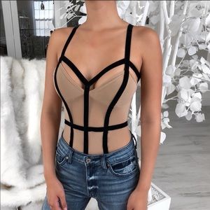 HONEY Nude & Black Bodysuit